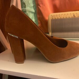 Christian Siriano Brown Suede Block Heels